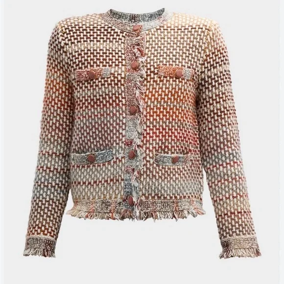 Veronica Beard Brown and Cream Knit Cardigan size M - Picture 5 of 7